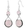 Natural Rose Quartz Earrings for Women Mom Wife 925 Silver Overlay handmade Dangle Earrings