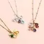 MyNameNecklace Personalized Drop Necklace Sterling Silver 925 Glass Birthstones for Mom-Custom Initials