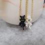 NOUMANDA Lovely Hanging White and Black Cat Necklace for Cat Lovers