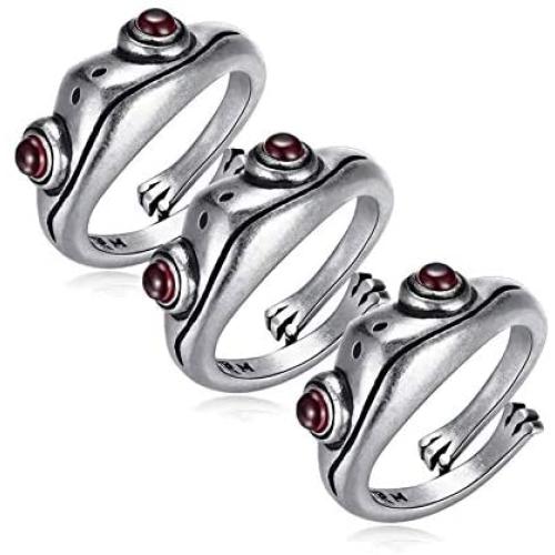 5Pcs/Set Spades Poker Ace Frog Snake Vintage Open Rings Set Statement Adjustable Rings Knuckle Stacking Ring Punk Personalized Fashion Party Jewelry Gifts for Men Boys Girls Women