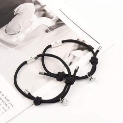 Magnetic Couples Bracelets,Adjust Size Magnet Bracelet for Couples Rope Braided Bracelet Gift for Women Men Boyfriend Girlfriend Best Friends