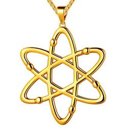 beautlace Atom Chemistry Science Symbol Necklaces/Earrings/Set 18K Gold/Silver/Black Gun Plated Scientist Physicist Chemist Teacher Gift Science Lovers