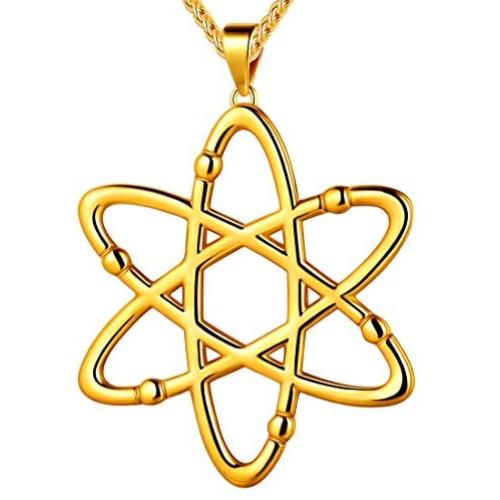beautlace Atom Chemistry Science Symbol Necklaces/Earrings/Set 18K Gold/Silver/Black Gun Plated Scientist Physicist Chemist Teacher Gift Science Lovers