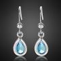 RIZILIA Dangle Drop Pierced Earrings with Pear Cut CZ [7 Colors available] in White Gold Plated, Simple Modern Elegant