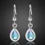 RIZILIA Dangle Drop Pierced Earrings with Pear Cut CZ [7 Colors available] in White Gold Plated, Simple Modern Elegant