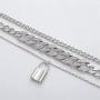 N/Q Layered Hip Hop Chunky Cuban Link Chain Rhinestone Beads Lock Pendant Necklace Bracelet for Women Girl Men Boy Shiny Crystal Bling Punk Cool Unisex Jewelry Set Nightclub Bar Accessory