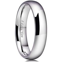 King Will Basic 2mm/3mm/4mm/5mm/6mm/7mm Stainless Steel Ring Original Color Full High Polished with Laser Etched I Love You