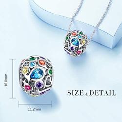 FOREVER QUEEN Rainbow Charm for Charm Bracelet, 925 Sterling Silver Openwork Beads Colorful Bead Charm with Skin-Friendly Fish Cubic Zircon Stone Perfect for Bracelet Necklace