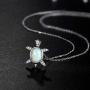 VIKI LYNN Baby Sea Turtle Necklace Sterling Silver Created Opal Jewelry for Women