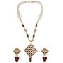 Ethnadore Indian Bollywood 14 K Gold Plated Faux Pearl Beaded Pendant Strand Necklace Earrings Jewelry Set