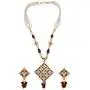 Ethnadore Indian Bollywood 14 K Gold Plated Faux Pearl Beaded Pendant Strand Necklace Earrings Jewelry Set