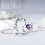 Mothers Day Birthday Gifts for Wife Mom April Birthstone Jewelry I Love You to the Moon and Back Necklace Amethyst Gemstone Aquamarine Simulated Diamond Emerald Garnet Necklace