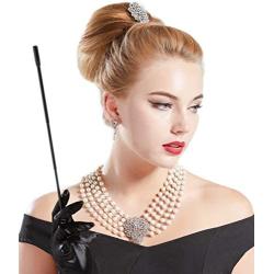 BABEYOND 1920s Gatsby Multilayer Pearl Necklace Vintage Bridal Pearl Necklace Earrings Jewelry Set