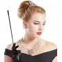 BABEYOND 1920s Gatsby Multilayer Pearl Necklace Vintage Bridal Pearl Necklace Earrings Jewelry Set