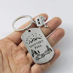 Hibetek Journey Keychain Travel Trailer Camping Keychain Outdoors Mountains Vacation Jewelry Tutor Gift RV Trailer Key Chain Trust The Journey Keychains for Friends Traveller Gift