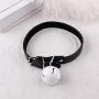 2Pcs/Set PU Leather Lace Choker Collar for Women Punk Necklace Cute Bow Lace Girls Cosplay Cat Bell Chokers