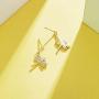 Agvana Sterling Silver Gold Cubic Zirconia Dragonfly Dangle Earrings Bracelet Pendant Necklace Anniversary Birthday Gifts Jewelry for Women Girls Mom Grandma Wife Girlfriend Daughter Her