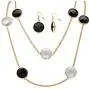 Palm Beach Jewelry Gold Tone Drop Earrings and Station Necklace Set, Round Black and White Crystals, 40'' Palm Beach Jewelry Gold Tone Drop Earrings and Station Necklace Set, Round Black and White Crystals, 40''
