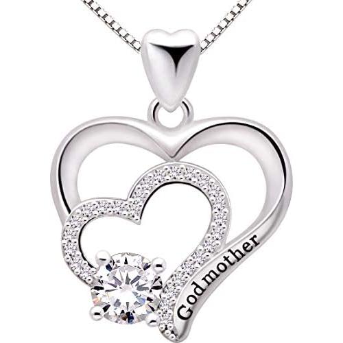ALOV Jewelry Sterling Silver Godmother Cubic Zirconia Pendant Necklace