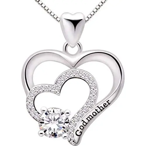 ALOV Jewelry Sterling Silver Godmother Cubic Zirconia Pendant Necklace ALOV Jewelry Sterling Silver Godmother Cubic Zirconia Pendant Necklace