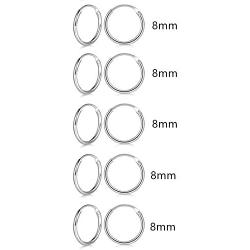 Small Silver Hoop Earrings - 3 Pairs Small Hoop Earrings for Women Men Gifts Hypoallergenic 925 Sterling Silver Hoop Earrings Endless Tiny Hoop Earrings Set for Cartilage Nose Lip Ring(8/10/12mm)