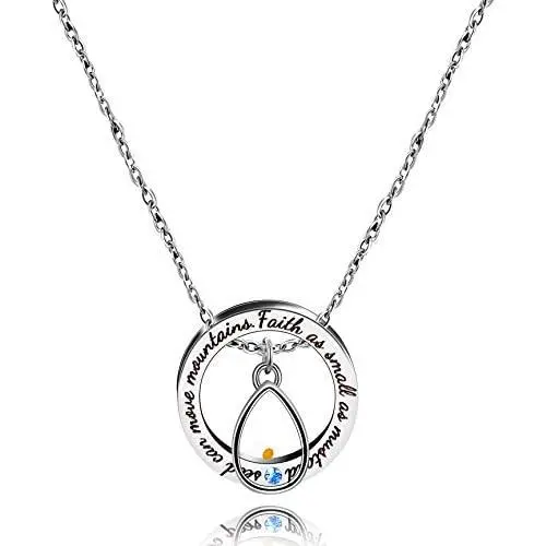 Uloveido Christian Circle Round Ring Necklace Engraved Faith As Small As A Mustard Seed Can Move Mountains Y958 Uloveido Christian Circle Round Ring Necklace Engraved Faith As Small As A Mustard Seed Can Move Mountains Y958