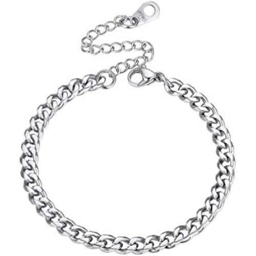 PROSTEEL Stainless Steel Bracelet for Men Women, Cuban Link Chain/Flat Box Chain, Black/18K Gold Plated, W:4.8mm/6mm/10mm/14mm, L:19cm to 22cm, Come Gift Box