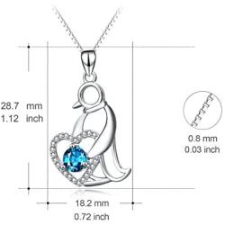 YFN 925 Sterling Silver Penguin Gifts Penguin Necklace Heart Pendant Necklace for Women Jewelry Gifts