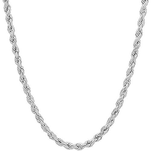 Savlano 925 Sterling Silver 4mm Solid Italian Rope Diamond Cut Twist Link Chain Necklace with Gift Box for Men & Women - Made in Italy