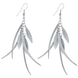 IDB Delicate Filigree Dangle Triple Feather Drop Hook Earrings - Available in Silver and Gold Tones