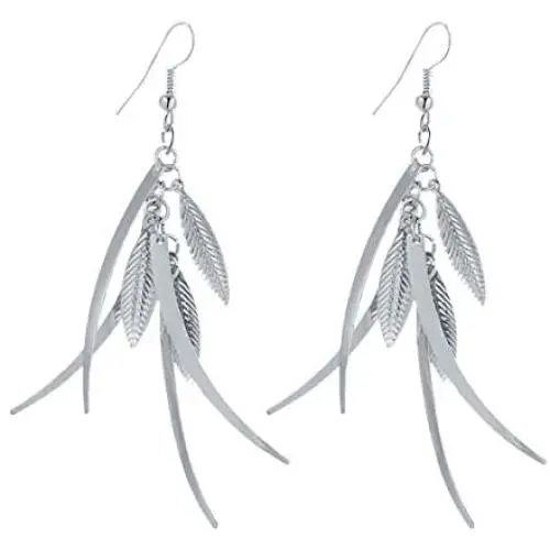 IDB Delicate Filigree Dangle Triple Feather Drop Hook Earrings - Available in Silver and Gold Tones IDB Delicate Filigree Dangle Triple Feather Drop Hook Earrings - Available in Silver and Gold Tones