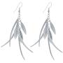 IDB Delicate Filigree Dangle Triple Feather Drop Hook Earrings - Available in Silver and Gold Tones