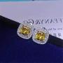 Monthers Day Gifts Diamond Jewelry for Women Sterling Silver Jewelry Set Princess Cut Necklace and Stud Earrings with Yellow CZ Stones Wedding Jewelry Gifts for Mom/Wife/Sister/Friend