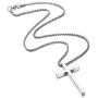 Ursteel Cross Necklace for Men, Silver Black Gold Stainless Steel Cross Pendant Necklace for Men, 16-30 Inches Box Chain