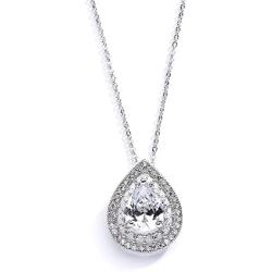 Mariell Pear-Shaped Solitaire Necklace Pendant for Brides - Vintage Wedding Bridal Jewelry