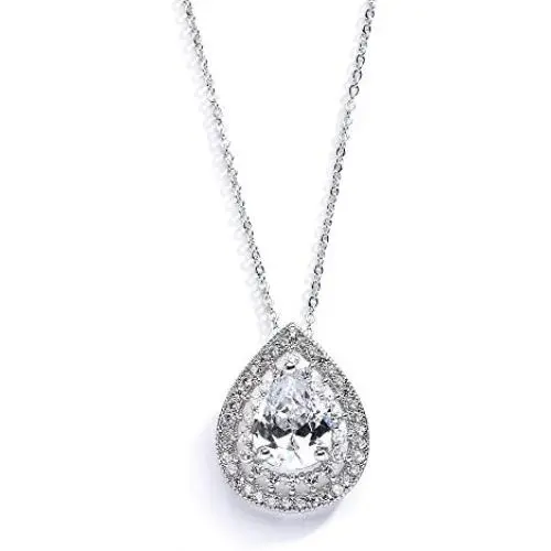 Mariell Pear-Shaped Solitaire Necklace Pendant for Brides - Vintage Wedding Bridal Jewelry Mariell Pear-Shaped Solitaire Necklace Pendant for Brides - Vintage Wedding Bridal Jewelry