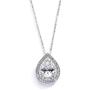 Mariell Pear-Shaped Solitaire Necklace Pendant for Brides - Vintage Wedding Bridal Jewelry