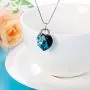 Sllaiss Ocean Heart Pendant Necklace for WomenOpen Your Heart with The KeyKey Necklace Made with Swarovski Crystals, Anniversary Jewelry Gift
