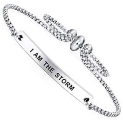 Dainty Cuff Bracelet - I AM THE STORM - Empowering Jewelry for Circle- Women Funny Single Mom Gift Ideas