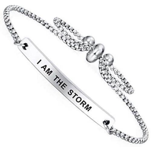 Dainty Cuff Bracelet - I AM THE STORM - Empowering Jewelry for Circle- Women Funny Single Mom Gift Ideas