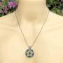 Wicca Jewelry Celtic Pentagram Pentacle Star Green Emerald Crystal Gem Wiccan Pagan Witch Magic Healing Protection Amulet Pewter Mens Womens Pendant Necklace Charm for Men Women Silver Ball Chain
