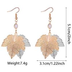 ZRosse Fashion Hollow Out Metal Maple Leaf Women Dangle Earrings Popular Gold and Silver Two-tone Long Drop Earring Jewelry Accessories