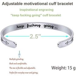 RENYILIN Inspirational Cuff Bracelet and Double Stainless Steel Ring, The Bracelet and Ring Size can be Adjusted for Girls and Boys