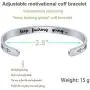 RENYILIN Inspirational Cuff Bracelet and Double Stainless Steel Ring, The Bracelet and Ring Size can be Adjusted for Girls and Boys