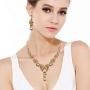 EVER FAITH Austrian Crystal Bridal Floral Wave Teardrop Necklace Earrings Set