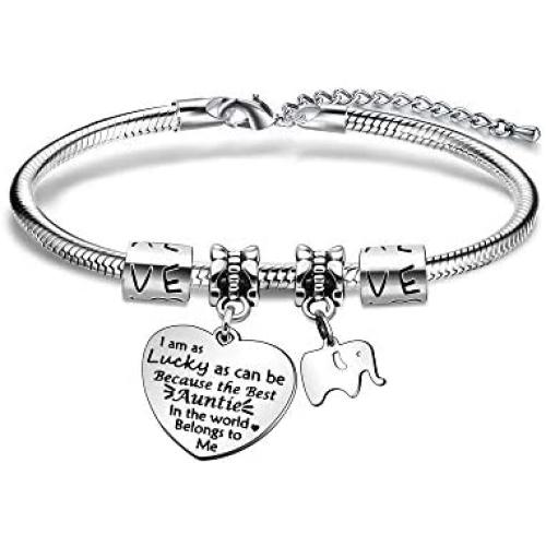 CAROMAY Aunt Bracelet Snake Bangle Adjustable Jewelry Appreciation Birthday Gift Family Present Best Auntie in The World