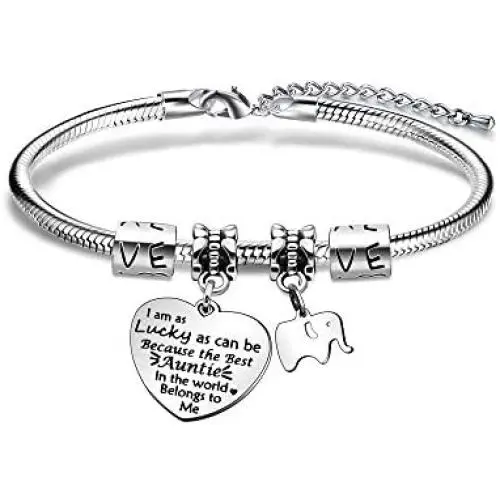 CAROMAY Aunt Bracelet Snake Bangle Adjustable Jewelry Appreciation Birthday Gift Family Present Best Auntie in The World
