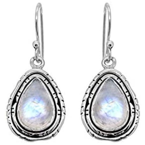 YoTreasure 1.35'' Moonstone Dangle Earrings Solid 925 Sterling Silver Jewelry