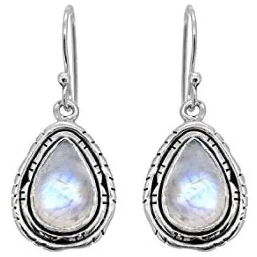 YoTreasure 1.35'' Moonstone Dangle Earrings Solid 925 Sterling Silver Jewelry YoTreasure 1.35'' Moonstone Dangle Earrings Solid 925 Sterling Silver Jewelry