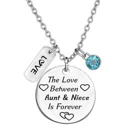TISDA Birthstone Crystals Necklace,The Love Between Aunt and Niece is Forever Necklace Family Jewelry